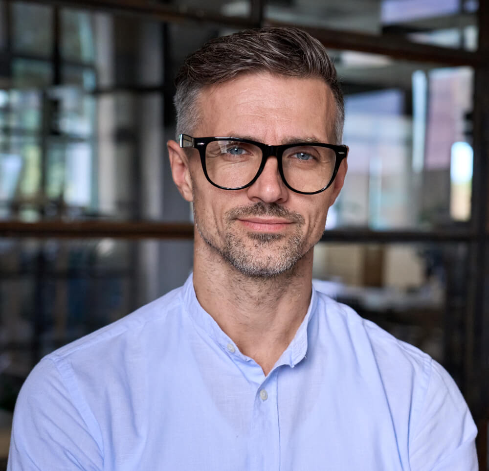 a man wearing glasses