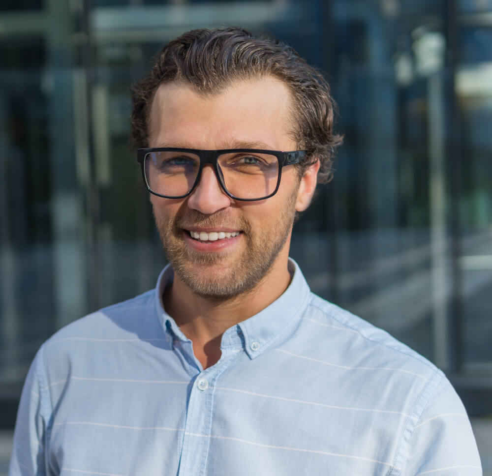 a man wearing glasses