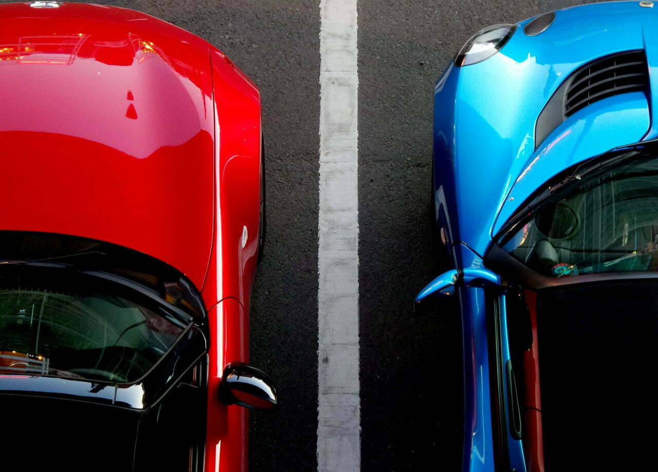 a row of cars parked